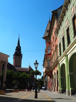 Subotica, Serbia, September 12 Subotica architecture, facades of historic buildings and landmarks. Subotica szabadka in Hungarian Art Nouveau style, Vojvodina, the former territory of Austria-Hungary