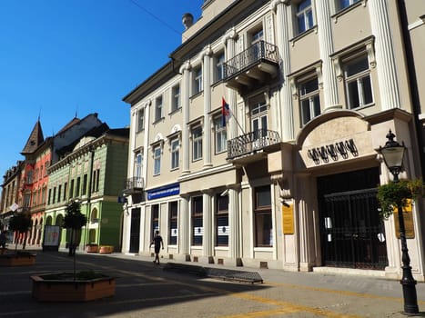 Subotica, Serbia, September 12 Subotica architecture, facades of historic buildings and landmarks. Subotica szabadka in Hungarian Art Nouveau style, Vojvodina, the former territory of Austria-Hungary