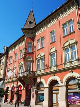 Subotica, Serbia, September 12 Subotica architecture, facades of historic buildings and landmarks. Subotica szabadka in Hungarian Art Nouveau style, Vojvodina, the former territory of Austria-Hungary