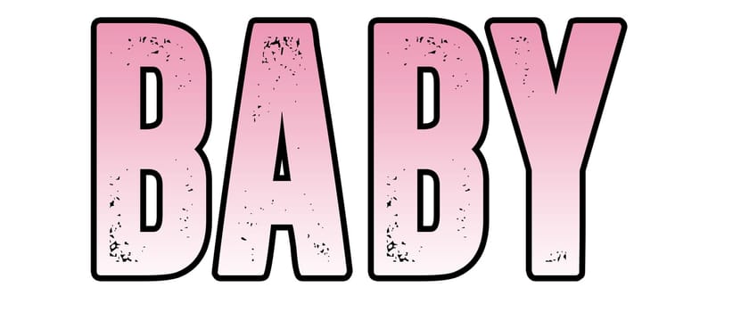 pink text word baby on white