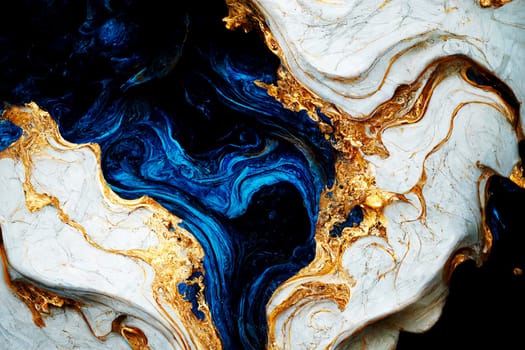 Luxury marble texture background white, blue and gold. Natural stone color material pattern. Creative art.