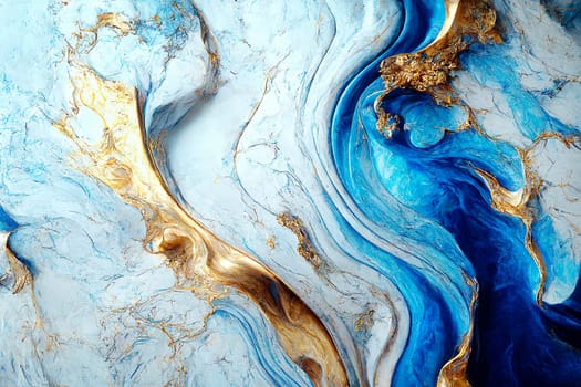 Luxury marble texture background white, blue and gold. Natural stone color material pattern. Creative art.