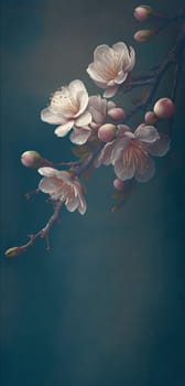 Closeup of spring pastel blooming flower in orchard. Macro cherry blossom tree branch..