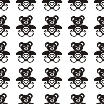 Seamless pattern made of cute black teddy bears