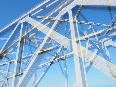 The bridge on the river Sava. Part of the construction of the metal iron bridge. Modern technological beams.