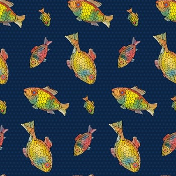 Seamless pattern with  fishes.Vector illustration.