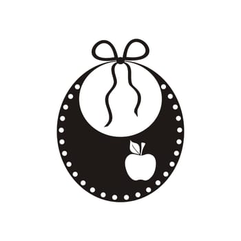 Black vector cute baby bib icon isolated
