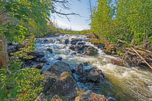 Rocky Cascade in the Wilderness near Jasper Lake in the Boundary Waters in Minnesota
