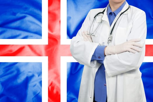 Doctor standing with the flag