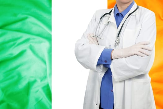 Doctor standing with the flag