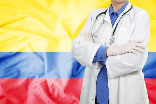 Doctor standing with the flag