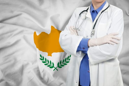 Doctor standing with the flag