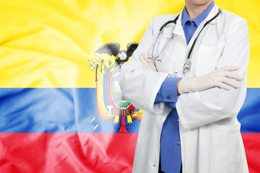 Doctor standing with the flag