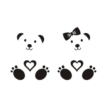 Black vector teddy bear icons boy and girl