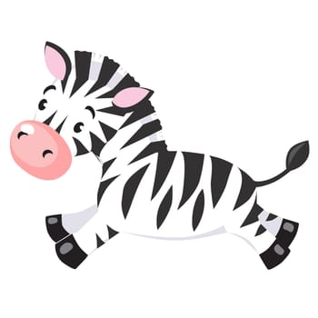 Vector cartoon character of little funny zebra. Children vector illustration