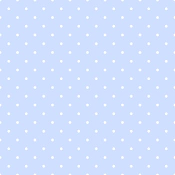 Seamless vector pattern with white polka dots on a pastel blue background. For web design, desktop wallpaper, kids background, art, decoration or scrapbook.