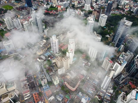 Aerial drone cloudy day at Bukit Bintang, Kuala Lumpur