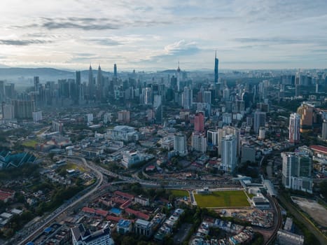 Aerial view Kuala Lumpur from Titiwangsa in morning
