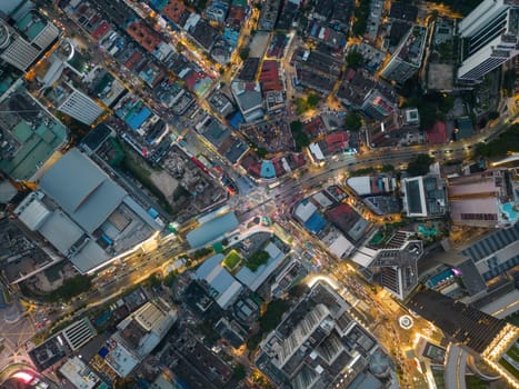 Aerial top down view KL Bukit Bintang in blue hour