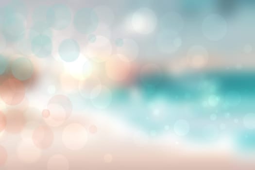 Abstract ocean background. Abstract bright blue turquoise tropical ocean with big  foamy waves and bright sky. Beautiful backdrop for summer holidays and travel advertising.