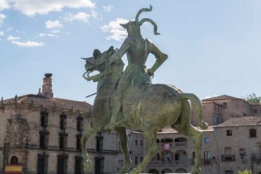 Statue of Francisco Pisarro in the main square (Trujillo, Caceres, Spain).