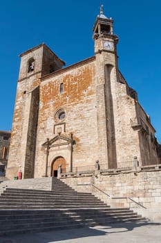 Trujillo main square. Church of San Martin Tours (Trujillo, Caceres, Spain).