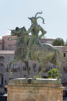 Statue of Francisco Pisarro in the main square (Trujillo, Caceres, Spain).