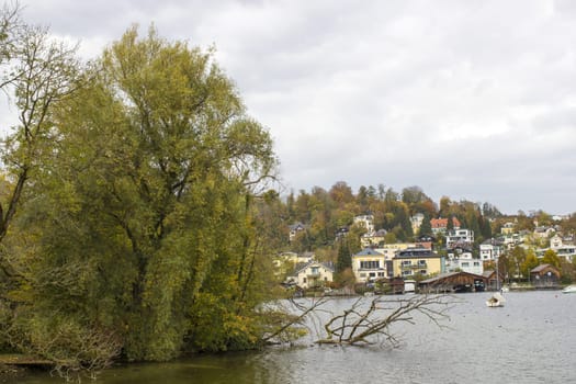 Lake Traunsee and and view of Gmunden, Upper Austria, Austria