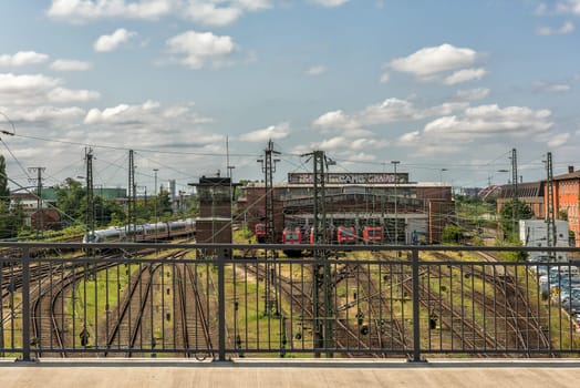 Locomotive shed at Frankfurt Central Station, Hesse, Germany