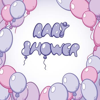 Template with balloons for baby shower card
