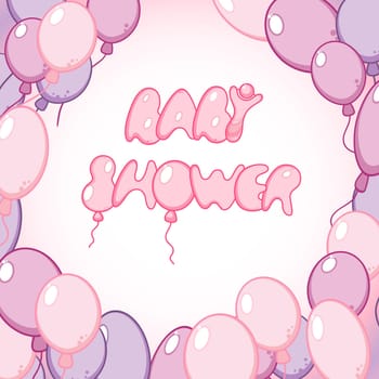 Template with balloons for baby shower card
