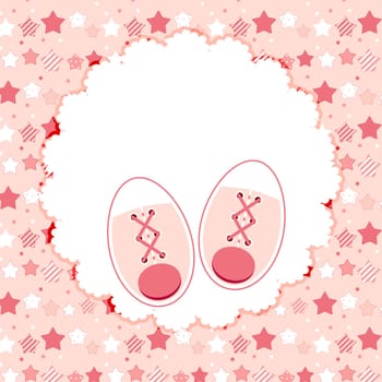 Vector Illustration of Pink Baby Shoes for Newborn Girl. EPS10