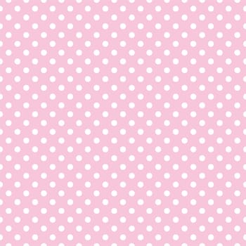 Seamless vector pattern with white polka dots on a pastel pink background. For desktop wallpaper or decoration tile website design