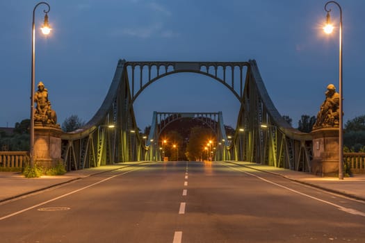 Lanes on the Glienicker Bridge in Potsdam at night