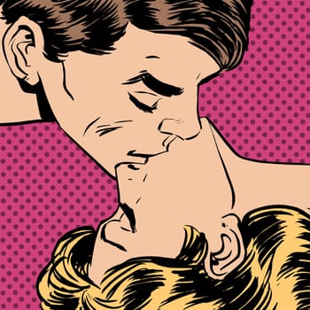 A man and a woman kiss love relationship romance