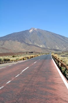 Road to the Pico del Teide mountain on the Canary Island of Tenerife, Spain