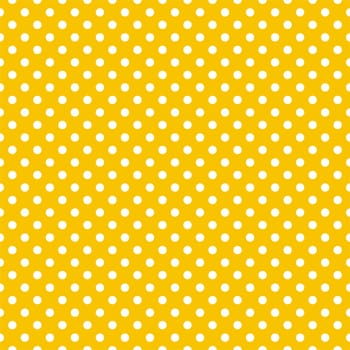 Seamless vector pattern with tile white polka dots on a sunny yellow background. For cards, invitations, wedding or baby shower albums, backgrounds, arts and scrapbooks.