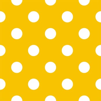 Seamless vector pattern with big white polka dots on a sunny yellow background. For tile desktop wallpaper or decoration