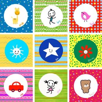 colorful cute baby pattern set