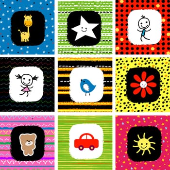 colorful cute baby pattern set
