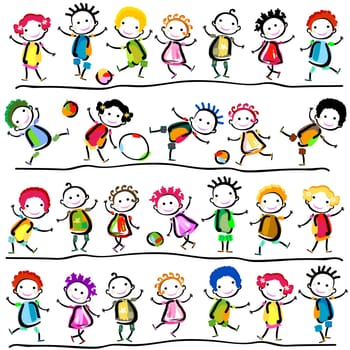 group of happy children playing
