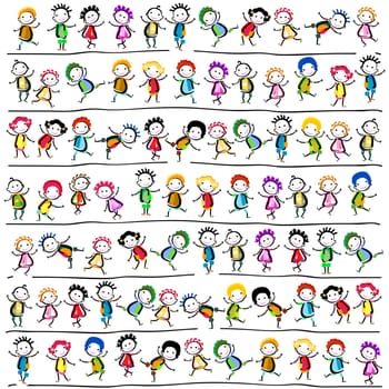group of happy children playing