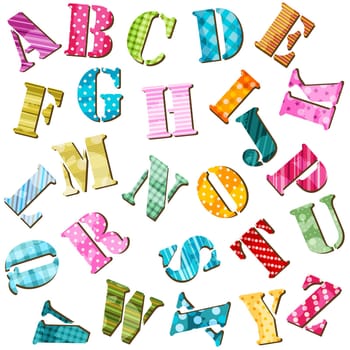 textured alphabet, colorful letters set