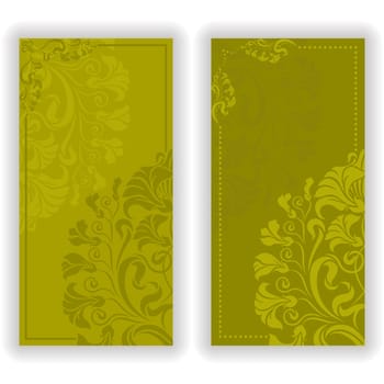 Template design for invitation with damask ornaments. Vector illustration in vintage style.