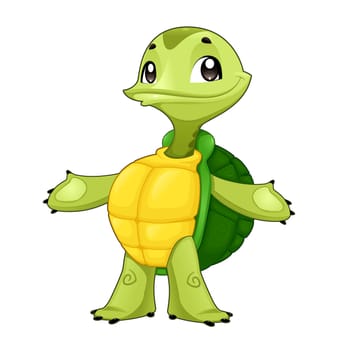 Baby turtle. Funny cartoon and vector isolated character
