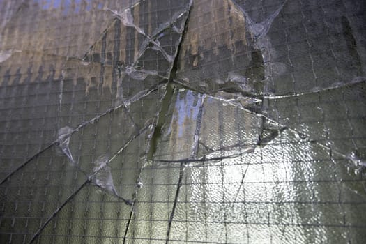 Detail of vandalism and crime, bullet hole