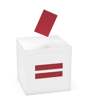 Ballot box with the flag of Latvia, concept image for elections in Latvia