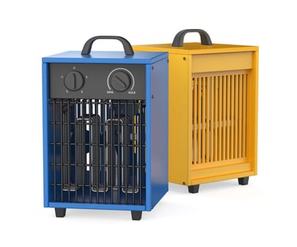 Industrial electric fan heaters with different colors