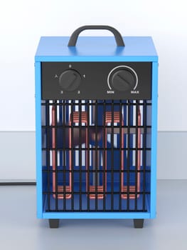 Blue industrial electric fan heater