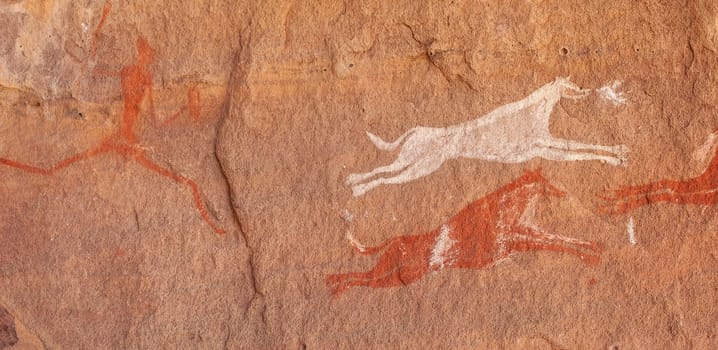 Prehistoric Petroglyphs - Rock Art - Akakus (Acacus) Mountains, Sahara, Libya....